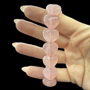 Bracelet heart rose Quartz gemstone fashion accessories large jewelry new gift